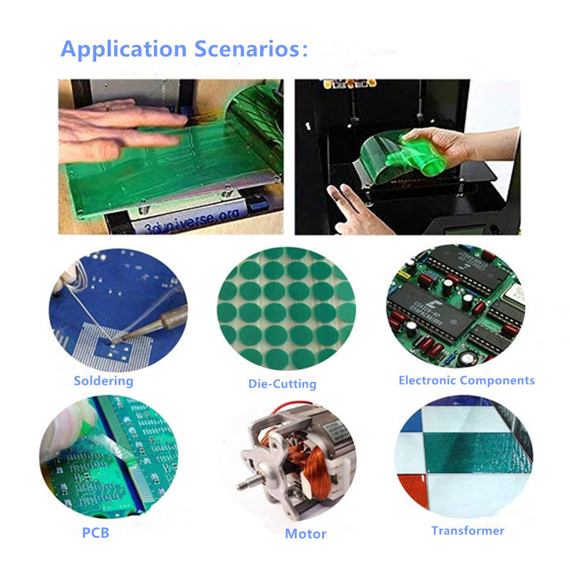 Green PET Silicone Masking Tape High temperature resistant, no residue after removal Heat resistant masking tape for painting & soldering  