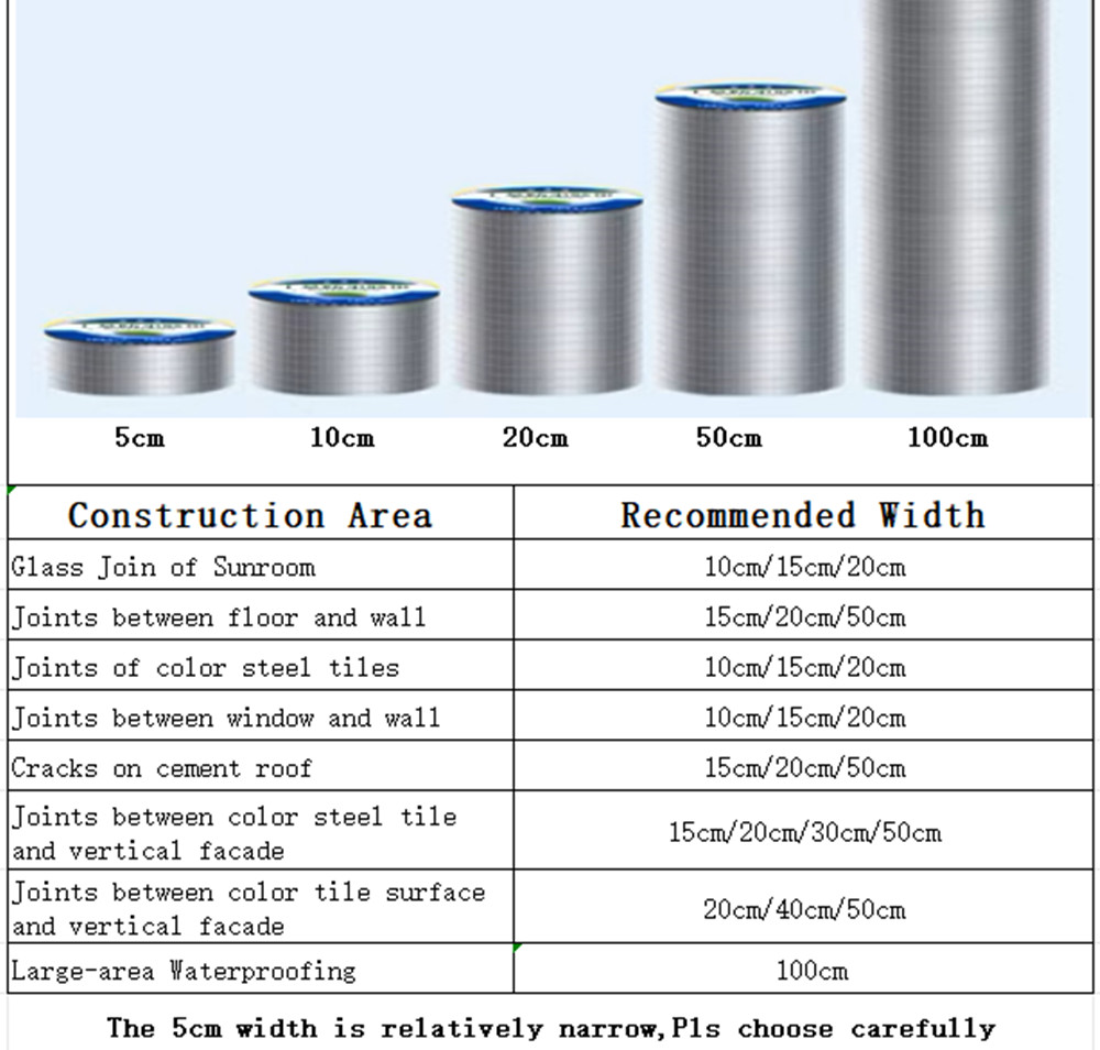 High viscosity waterproof butyl tape, self-adhesive, leak proof, strong sealing, weather resistant, suitable for roof, pipe, window, RV and construction gap repair.