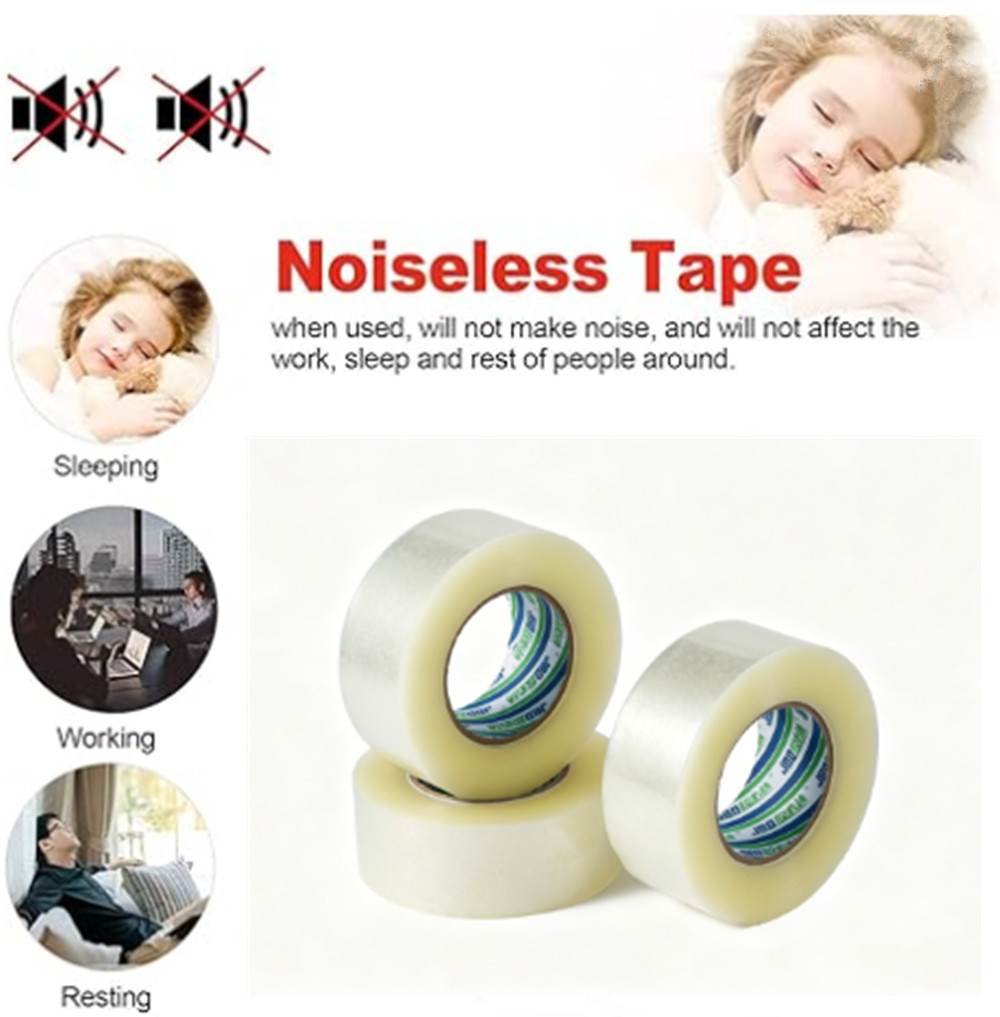 Quiet BOPP Packing Tape Low Noise Silent Carton Sealing Tape Low Unwinding Noise Silent Packing Tape For Warehouse Night Packaging